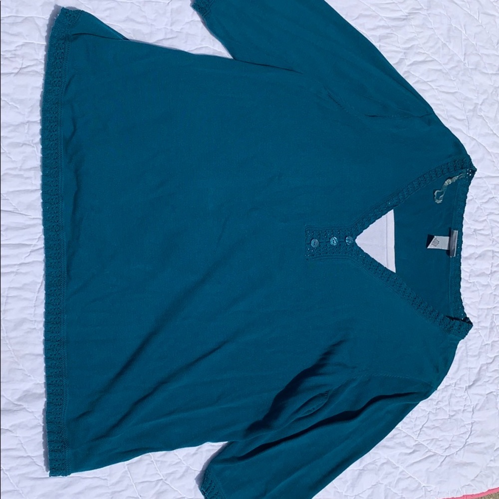 Catherine's Teal V-Neck Women's Sweater
